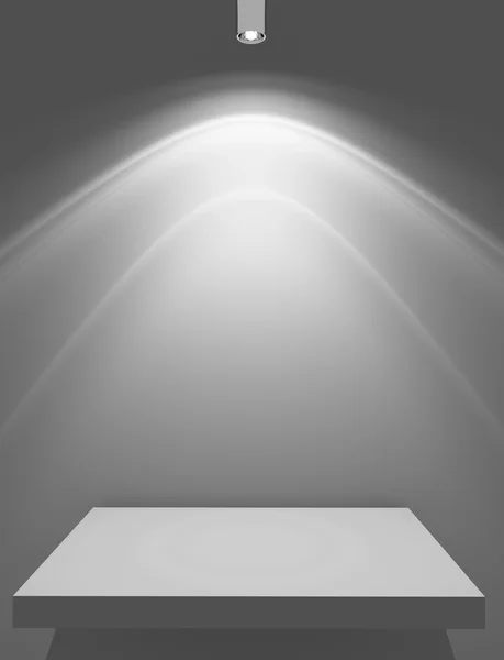 3d isolated Empty shelf for exhibit — Stock Photo, Image