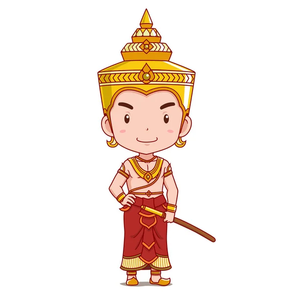 Tecknad Karaktär Phaya Mangrai Kungen Lanna Ett Historiskt Kungarike Thailand — Stock vektor