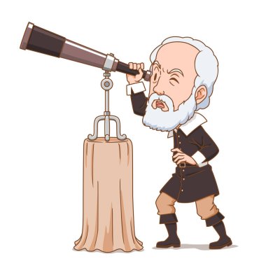 Cartoon character of Galileo the astronomer. clipart
