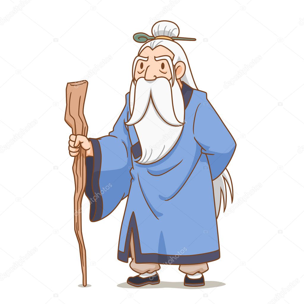 Cartoon character of Ancient Chinese grandmaster.