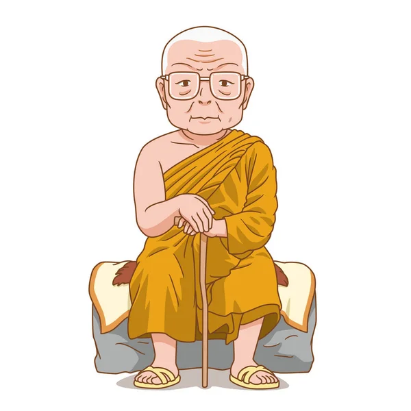 Buddhadasa Bhikkhu Illusztrációja Század Híres Befolyásos Thai Aszkéta Filozófusa Volt — Stock Vector