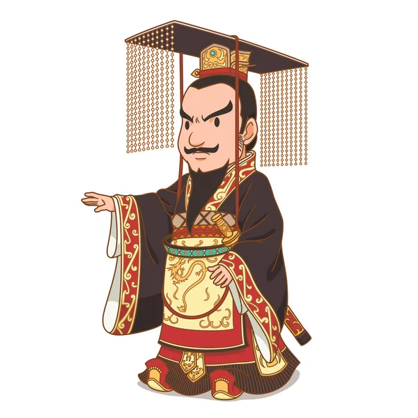 Cartoon Character Chinese Emperor Qin Shi Huang Ilustraciones de stock libres de derechos