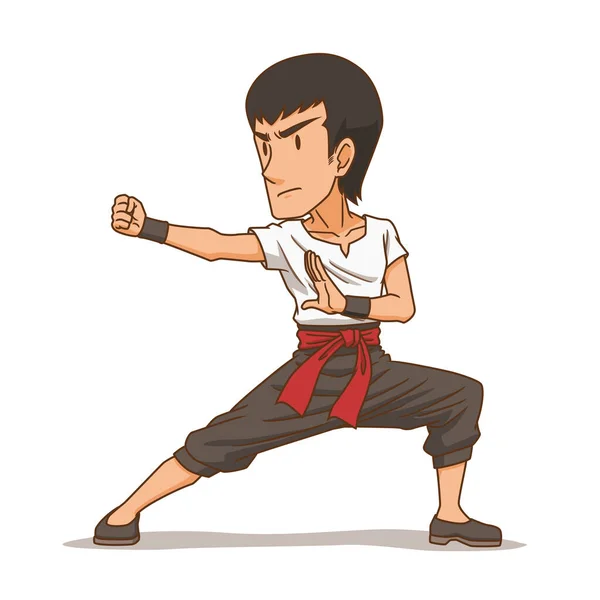 Cartoon Character Kung Boy — Vettoriale Stock
