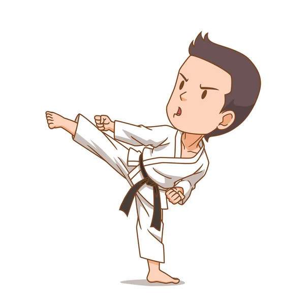 Rajzfilm Karakter Karate Fiú — Stock Vector