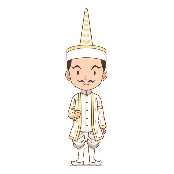 Cartoon Character Thai Angel Male White Brahmin Dress — Stock Vector