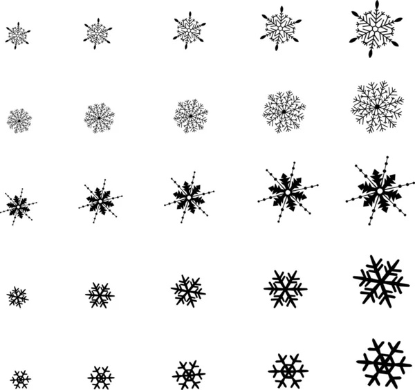 Flocos de neve em diferentes formas — Vetor de Stock