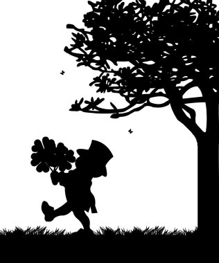 St patrick s gün cin taşıyan trefoil ve yonca siluet