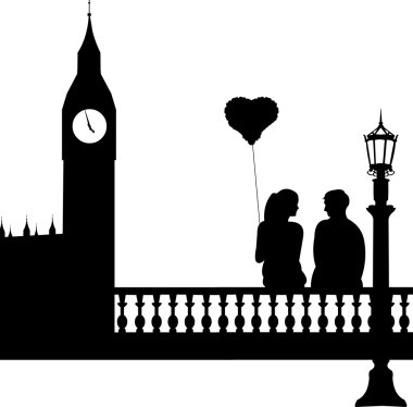 iki büyük ben Londra siluet olarak önünde aşk içinde