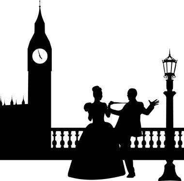 Londra siluet içinde büyük ben önünde çift düğün