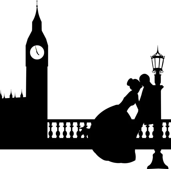 Casamento casal na frente de Big Ben em Londres silhueta Ilustrações De Bancos De Imagens Sem Royalties