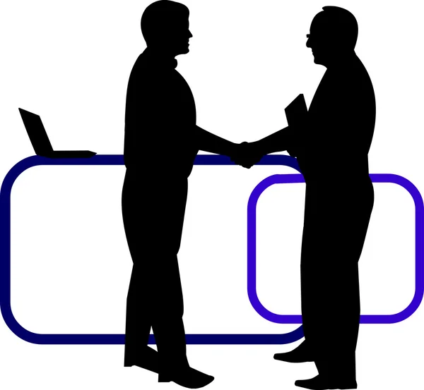 商务背景商务人士握手的办公室轮廓上与分层 — 图库矢量图片