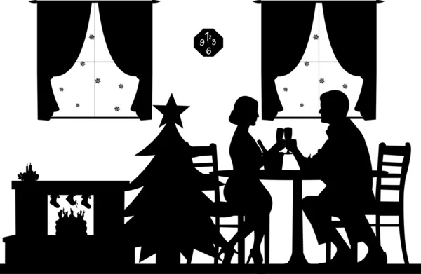 Прекрасна пара насолоджується різдвяними святами та Новим роком — стоковий вектор