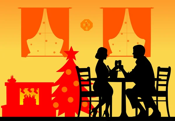 Preciosa pareja disfrutando de las vacaciones de Navidad y Año Nuevo — Vector de stock