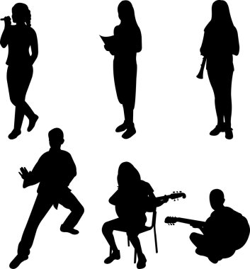 Çocuklar, Hobiler ve okul etkinlikleri siluet nişanlandık