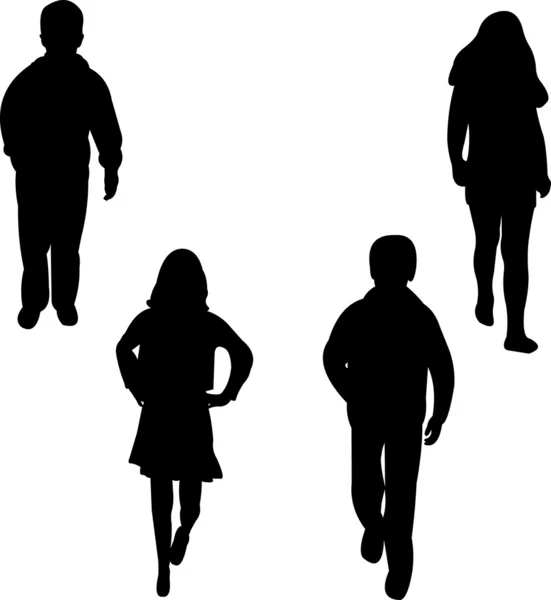 Model anak-anak, anak perempuan dan anak laki-laki siluet - Stok Vektor