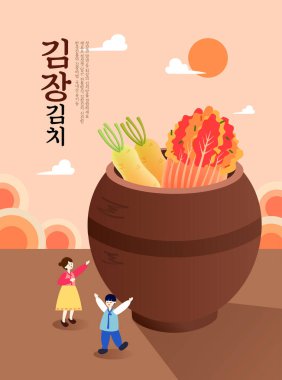 Illustration of Kimjang-Kimchi Scenery  clipart