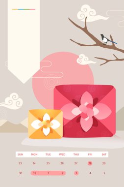 Korean traditional new year's shopping website clipart