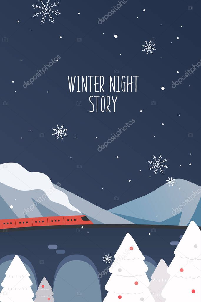 An illustration of the cozy winter night scenery
