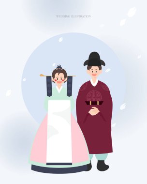 Mutlu düğün karakteri illüstrasyon koleksiyonu. 