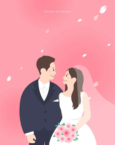 Glückliche Hochzeit Charakter Illustration Sammlung — Stockvektor
