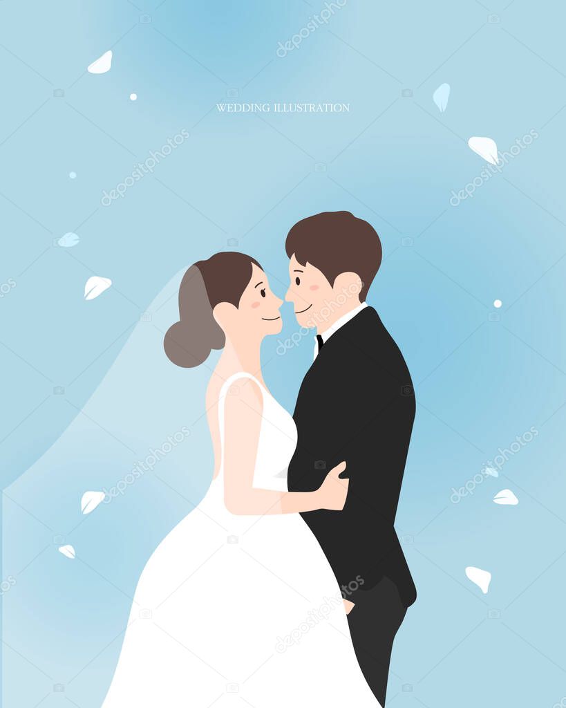 Happy wedding character illustration collection. 