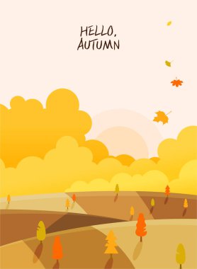 Sıcak renkli bir sonbahar arkaplan çizimi 