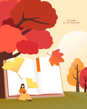 Cool autumn scenery illustration