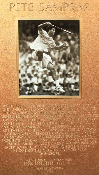 Pete sampars plaque bei uns open court of champions at billie jean king national tennis center — Stockfoto