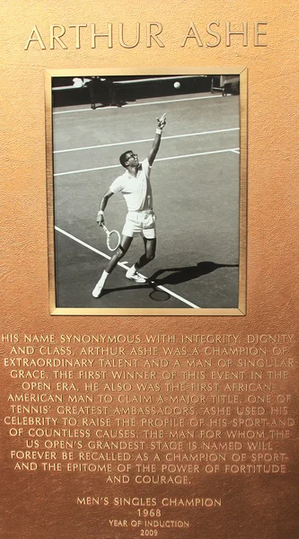 Placca Arthur Ashe alla US Open Court of Champions al Billie Jean King National Tennis Center — Foto Stock