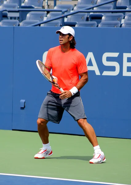 Professionista di tennis Fernando Verdasco pratica per US Open al Billie Jean King National Tennis Center — Foto Stock