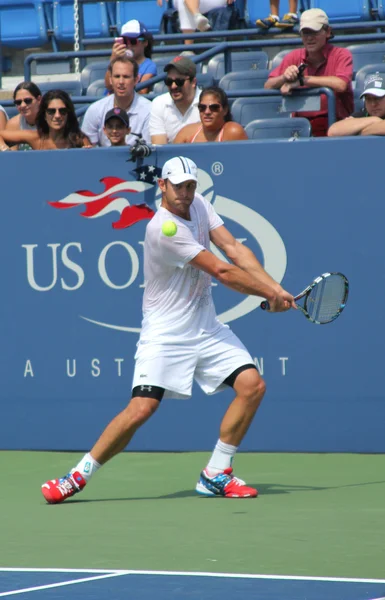 Le champion du Grand Chelem Andy Roddick s'entraîne pour l'US Open au Billie Jean King National Tennis Center — Photo