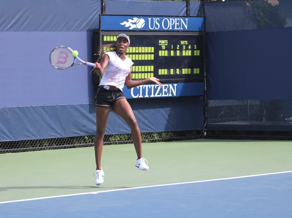 Sete vezes campeão do Grand Slam Venus Williams treina para US Open no Billie Jean King National Tennis Center — Fotografia de Stock