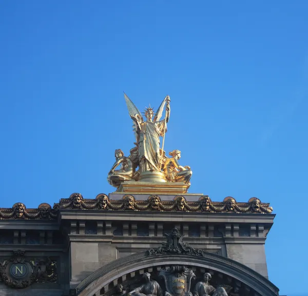 Poetry statue on top of opera Garnier in Paris by Charles Gumery — Stock Photo, Image