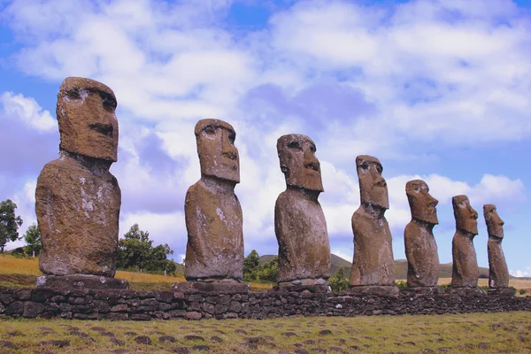 Plateforme Seven moai, Île de l'Est, Chili — Photo