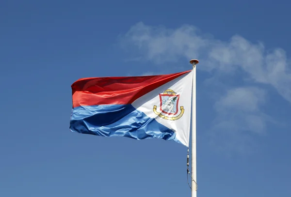 The flag of Sint Maarten It is the national flag of the Dutch part of Saint Martin island, which is a country within the Kingdom of the Netherlands — Stock Photo, Image