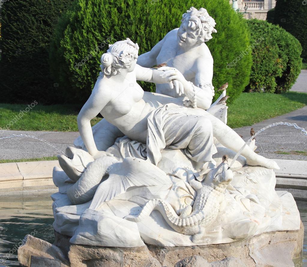 Triton and Nereid fountain in front of Natural History Museum,Vienna, Austria