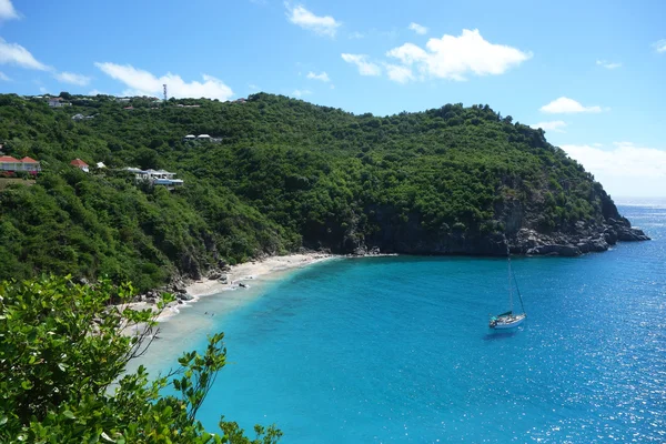 Areal weergave op shell beach, st. barths, Frans west-Indië — Stockfoto