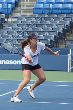 :Professional tennis player Anastasia Pavlyuchenkova practices for US Open at Billie Jean King National Tennis Center clipart