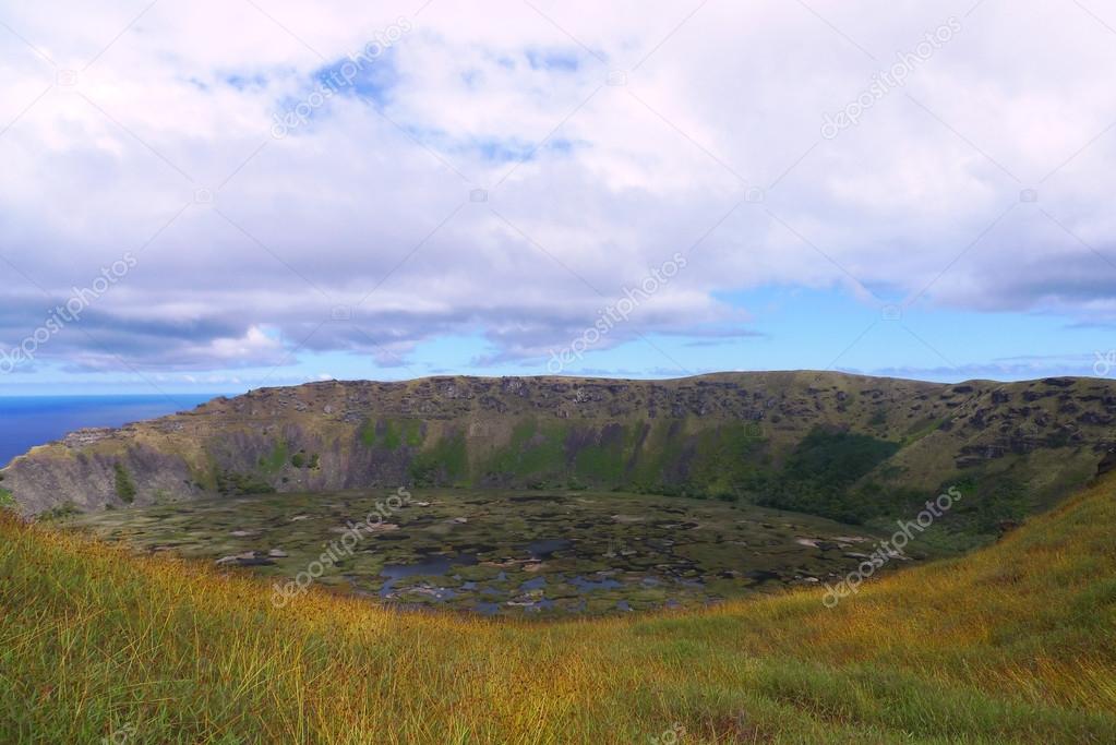 Rano Kau volcano crater, Easter island, Chile