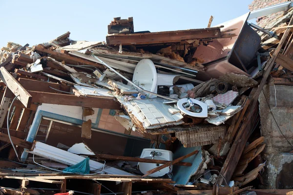 Strandhuis vernietigd in de nasleep van orkaan zandstrand in far rockaway, ny — Stockfoto