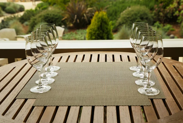 Wine glasses prepared for wine tasting — Stock Photo, Image