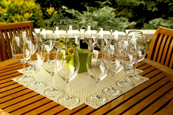 Wine glasses prepared for wine tasting — Stock Photo, Image