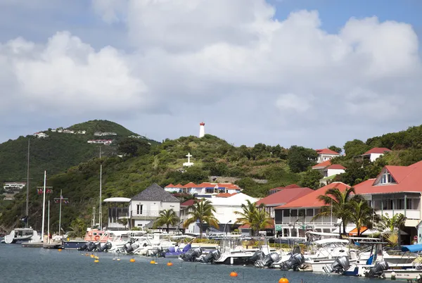 Waterfront am Hafen von Gustavia bei st barths, Französisch-Westindien — Stockfoto