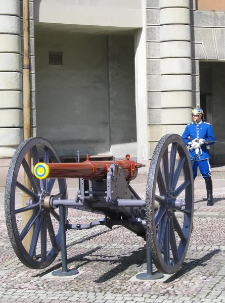 Guardia Reale che protegge il Palazzo Reale di Stoccolma — Foto Stock