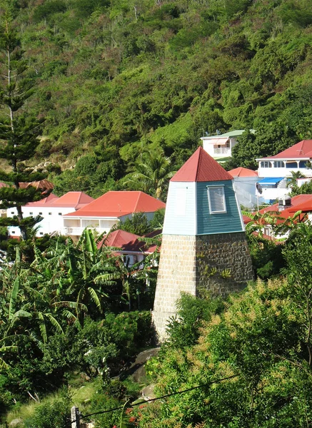 Dzwonnica w gustavia, st. barts — Zdjęcie stockowe