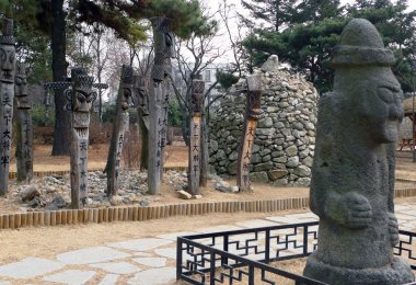 gyeongbokgung Sarayı, Seul, Kore yakınlarında ilkel heykelleri