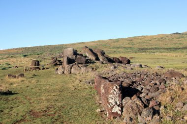 Ahu vinapu platformu ile düşmüş Hasan Paskalya Adası'nda Şili