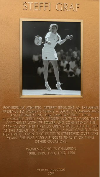 Steffi graf plak bize açık şampiyonu, billie jean king mahkeme Ulusal Tenis Merkezi — Stok fotoğraf