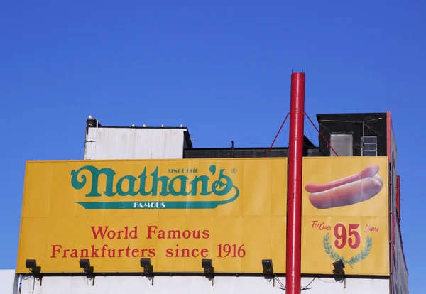 The Nathan's original restaurant sign — Stock Photo, Image
