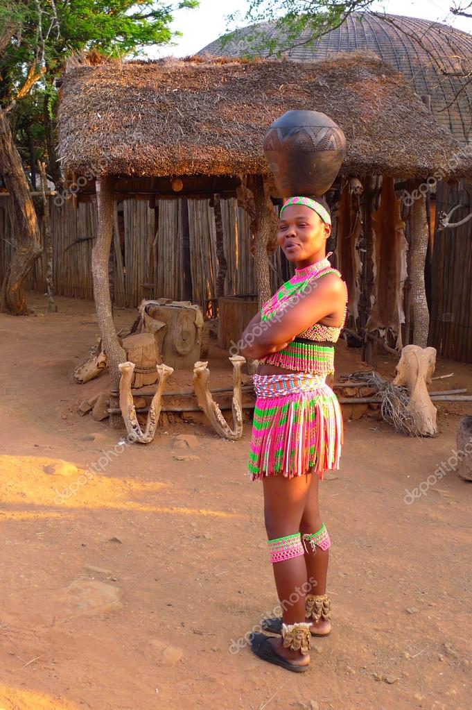 Zulu men give an example of stick fighting at Shakaland, KwaZulu